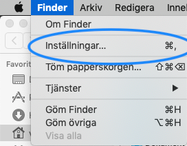 öppna inställningar i finder